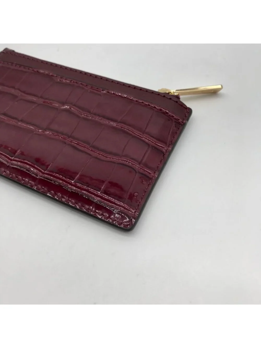 Michael Kors Oxblood Croc Embossed Leather Card Holder